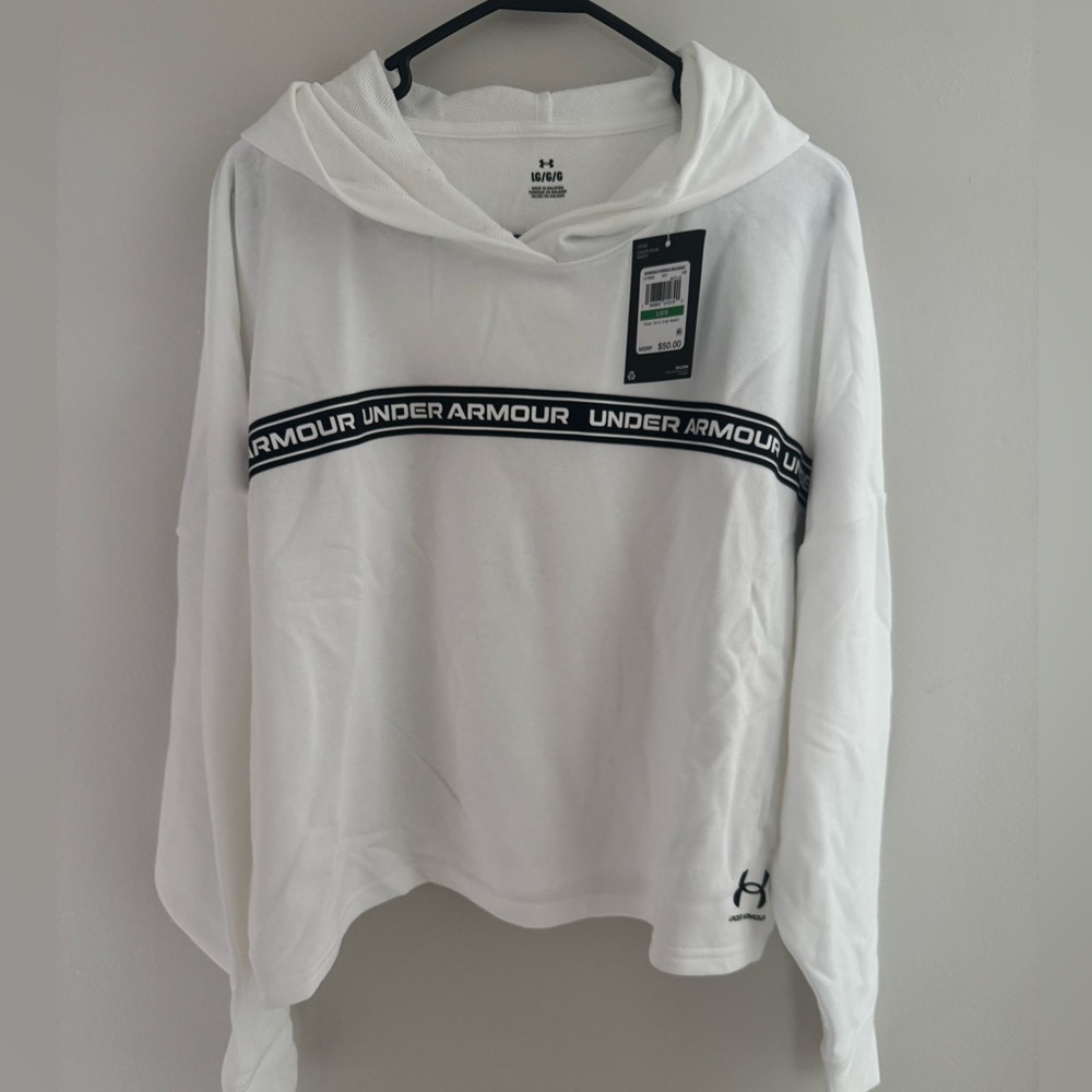 Under Armour White Hoodie cropped with Black Accents